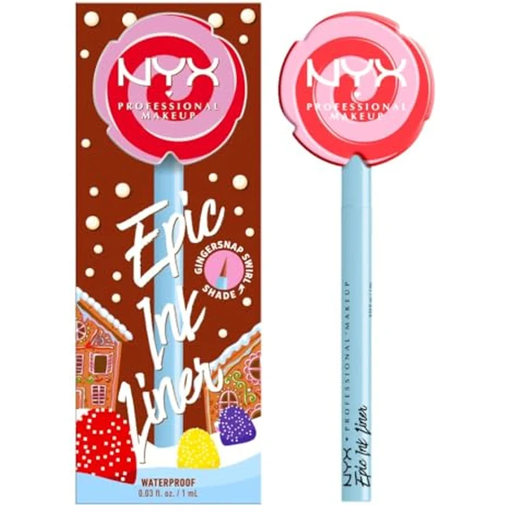 NYX PROFESSIONAL MAKEUP Candy Swirl Liner, wasserfester Eyeliner mit flexiblem Pinsel für definierte Lidstriche, Farbe: Gingersnap – Bild 1