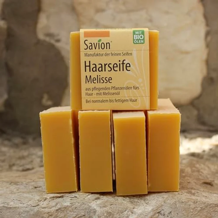 Savion 4+1 Bio Haarseife Melisse | Natürliche Haarpflege für mehr Fülle & Glanz | Vegan & Nachhaltig | Für Normales bis Leicht Fettendes Haar | Made in Germany 5x 85gr – Bild 4
