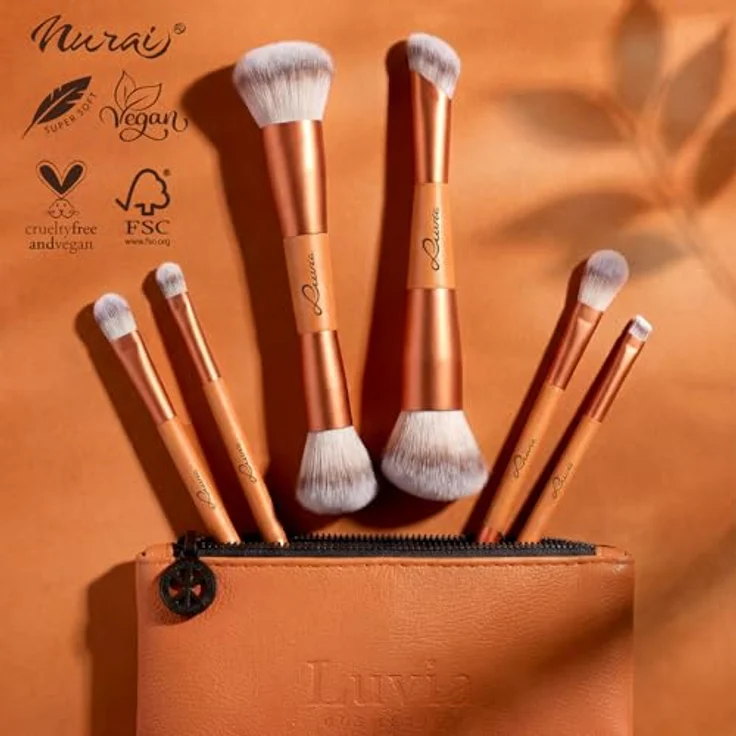 Luvia Cosmetics Gesichtspinsel Duo Voyage Sunset Crush, Concealer-Pinsel Set für Damen mit Buffer und Duo Glam Pouch – Bild 5