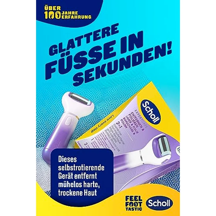 Scholl Expert Care 2-in-1 File & Smooth, elektrischer Hornhautentferner mit Drucksensor und rotierendem Kopf, lila – Bild 4