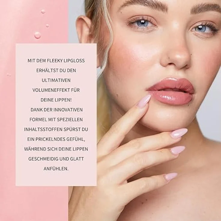 Fleeky Plumpy Lipgloss, Rose Nude, 5 ml, Volumen- und Glanz-Optimierer für geschmeidige Lippen – Bild 7