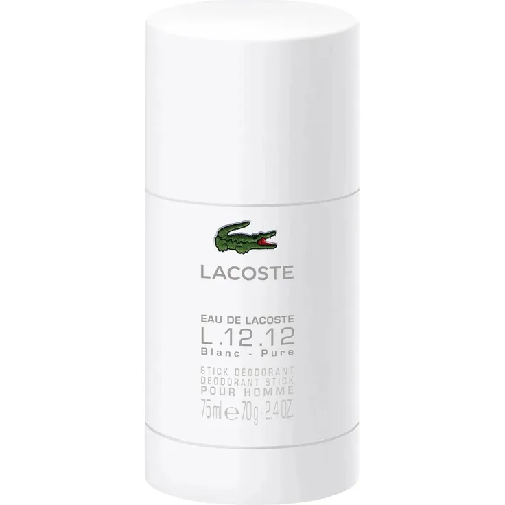 Lacoste Eau de Lacoste L.12.12 Blanc, 24-Stunden-Deostick für Herren, 75 g, holzig-aromatischer Duft