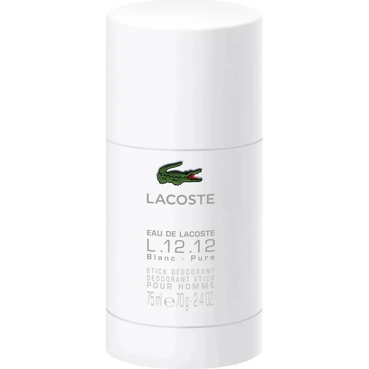 Lacoste Eau de Lacoste L.12.12 Blanc, 24-Stunden-Deostick für Herren, 75 g, holzig-aromatischer Duft