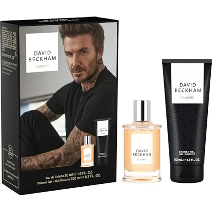 David Beckham Classic Eau de Toilette und Duschgel-Geschenkset für Männer, holzig-frisch-ambrierter Duft, 50 ml + 200 ml