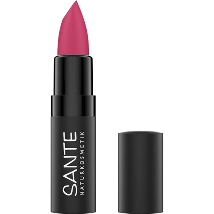 SANTE Naturkosmetik Ultra Matt Lipstick 07 Wild Fuchsia, pudrig-matter Lippenstift mit Squalan und Hyaluron, 4,55g – Bild 1