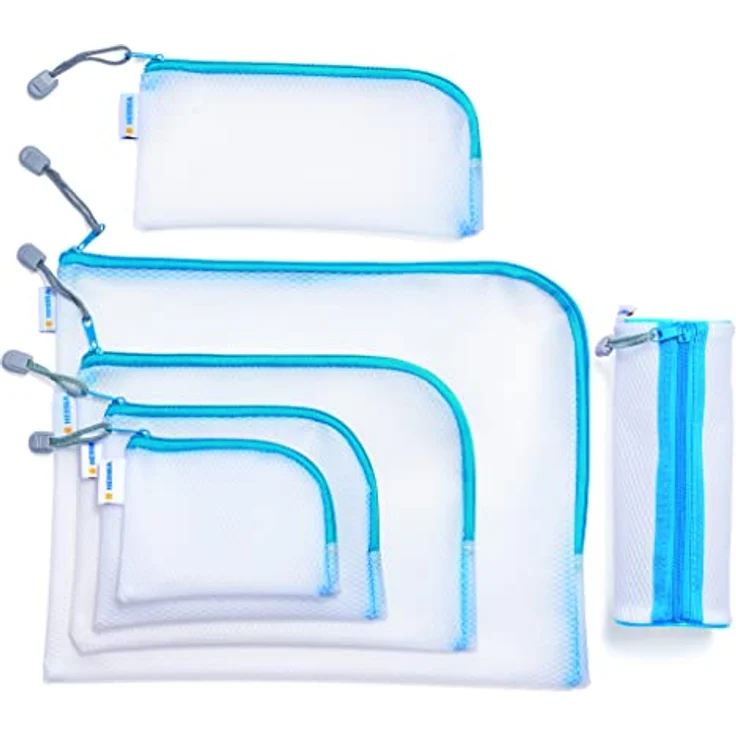 HERMA 20003 Reißverschlusstasche Reiseetui transparent blau, kleine verschließbare Sichttasche mit Zipper, Kulturtasche für Handy, Ladekabel, Kosmetik, Stifte, Schlüssel – Bild 3