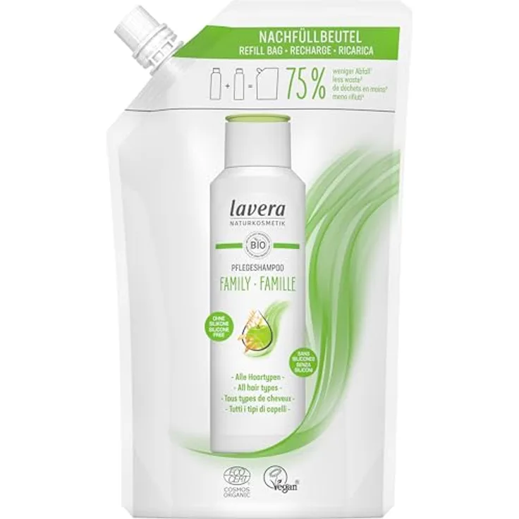 lavera Nachfüllbeutel Pflegeshampoo Family - sanfte Reinigung & milde Frische - ohne Silikone - vegan - Naturkosmetik - 500 ml