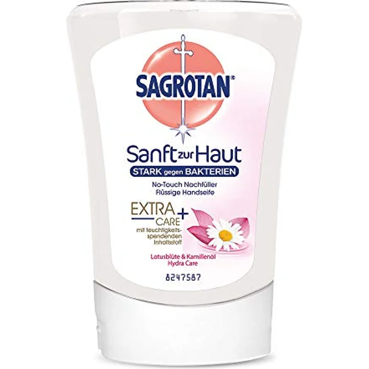 Sagrotan No-Touch Nachfüller Extra Care Lotusblüte und Kamillenöl, Flüssige Handseife, 1er Pack (1 x 250 ml) – Bild 2