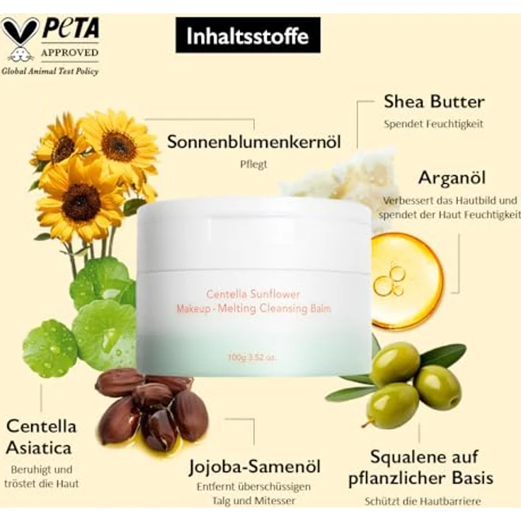 Haruharu Wonder Centella Sunflower Makeup-Melting Cleansing Balm, 100 g – Balsam zum Abschminken und Reinigen für empfindliche Haut, spendet Feuchtigkeit und beruhigt – Bild 3