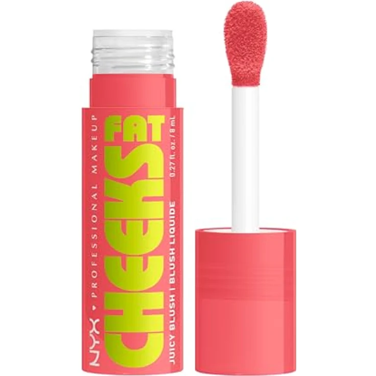 NYX Professional Makeup Fat Cheeks Juicy Blush, Flüssiges Rouge mit 12H Halt und 24H Feuchtigkeit, Himbeer- & Kiwiöl, Farbe: Fig Fizz, 8 g – Bild 1