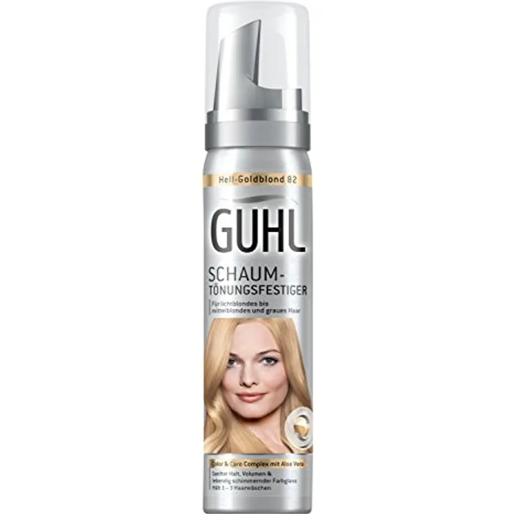 Guhl Schaum-Tönungsfestiger 82 Hell-Goldblond - mit Aloe Vera - für lichtblondes bis mittelblondes und graues Haar - 75 ml