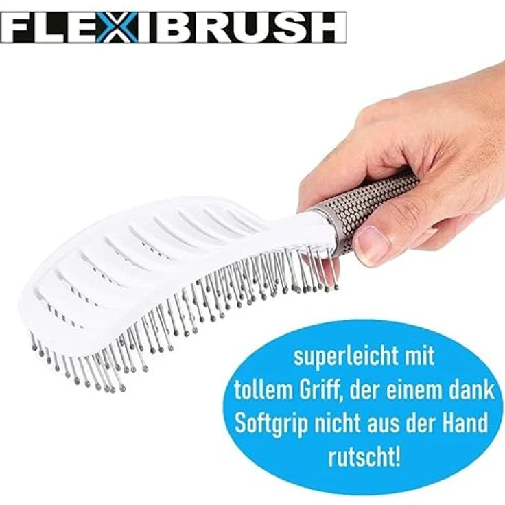 FLEXIBRUSH Profi Haarbürste ohne Ziepen Entwirrbürste Kammbürste, für Damen, Herren & Kinder, entwirren Bürste Anti Tangle Detangler Kamm – Bild 3