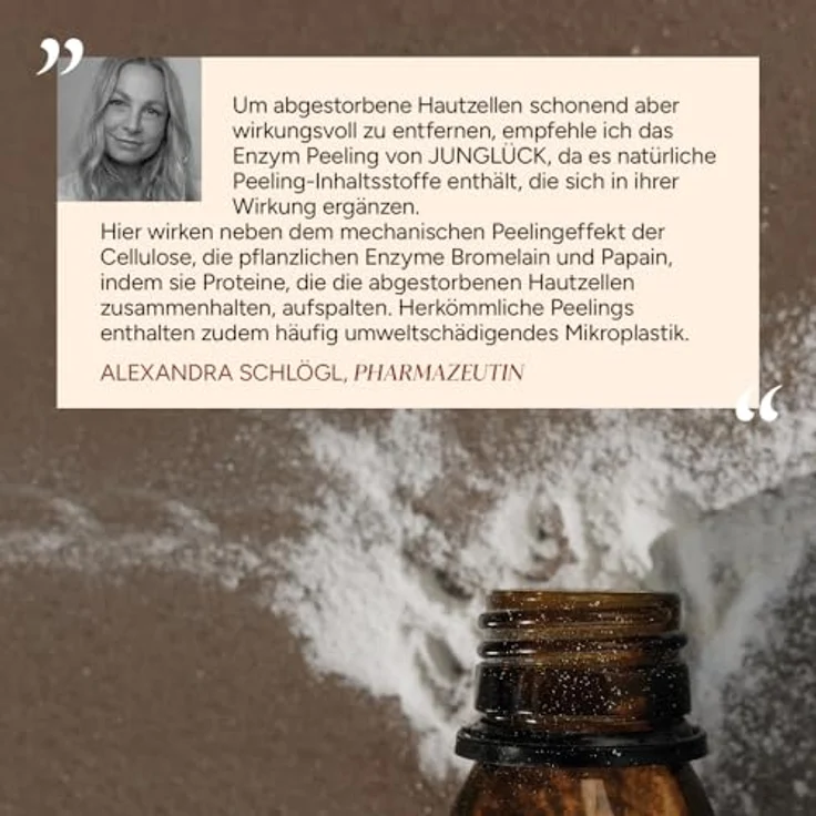 JUNGLÜCK Enzym Peeling Gesicht - Vegan, 10% Vitamin C, Mildes mechanisches Gesichtspeeling zur Zellerneuerung und Milderung von Pigmentflecken und Pickelmalen – Bild 2