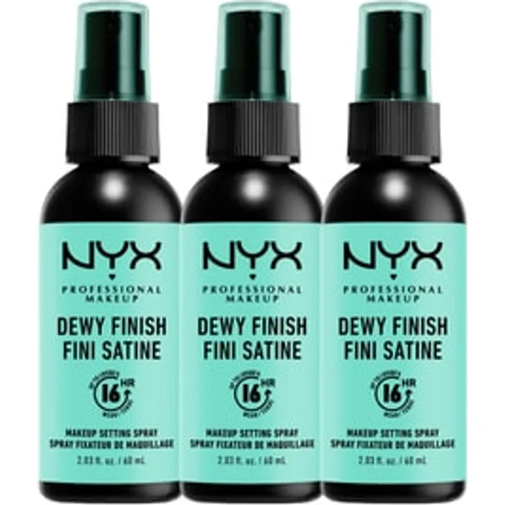 NYX Professional Makeup Make Up Setting Spray, Dewy Finish, 3er Set Fixing Spray, 60 ml
