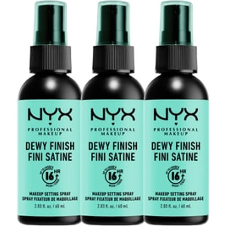 NYX Professional Makeup Make Up Setting Spray, Dewy Finish, 3er Set Fixing Spray, 60 ml