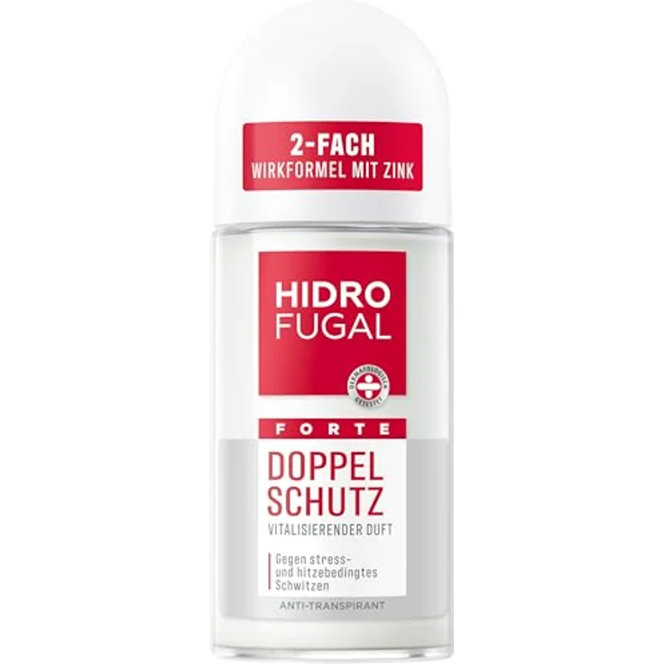 Hidrofugal FORTE DOPPEL SCHUTZ Roll-on, starker Antitranspirant Schutz gegen stress- und hitzebedingtes Schwitzen, Deo ohne Ethylalkohol mit vitalisierendem Duft, 50 ml – Bild 1