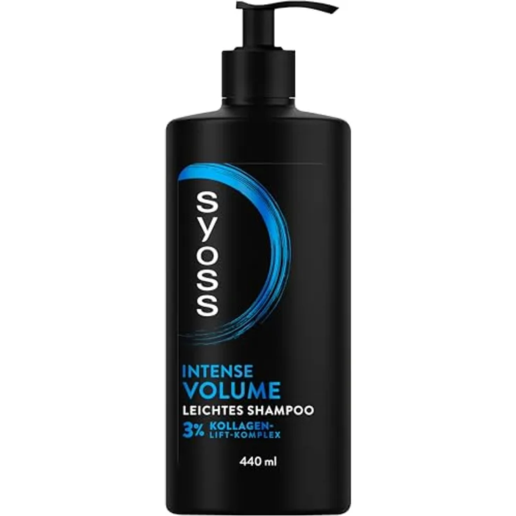 Syoss Shampoo Intense Volume, 440 ml, leichtes Volumen Shampoo mit 3% Kollagen-Lift-Komplex für feines, plattes Haar, bis zu 48 h langanhaltendes Volumen