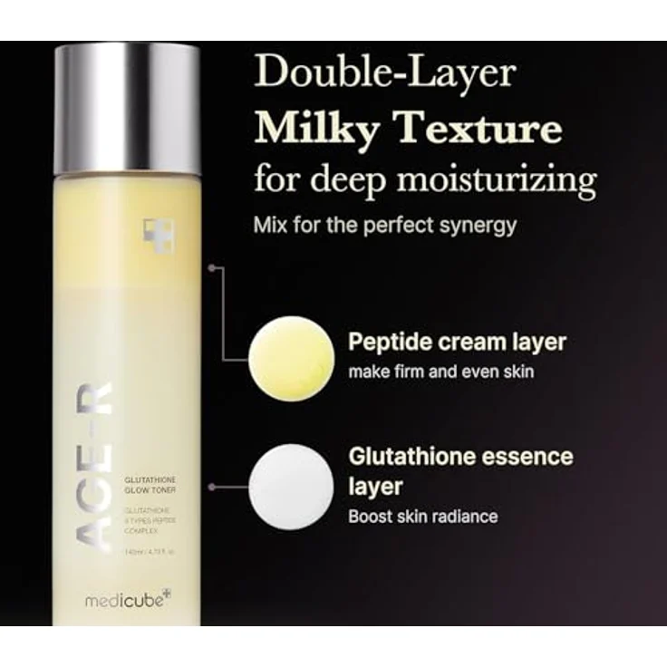 Medicube Age-R Glutathione Glow Toner, Milky 2-Phasen Toner mit Peptiden & Glutathion für Glass Skin Effekt, 140 ml – Bild 3