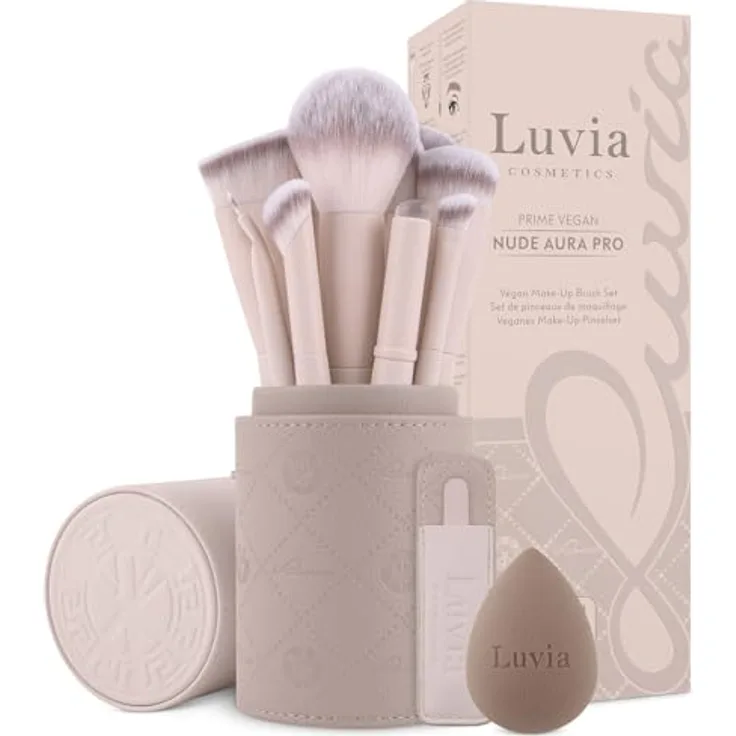 Luvia Cosmetics Nude Aura Pro Brush Set, Augenpinsel-Set mit 14 verschiedenen Pinseln und Tasche für Präzisions-Make-up Anwendungen