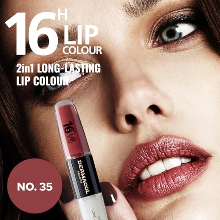 Dermacol 16H Lip Colour, langlebiger, glänzender Lippenstift, Farbton 35 Sugar Plum, 2x4 ml – Bild 4