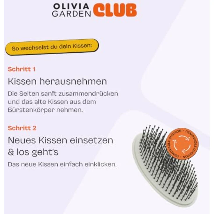 Olivia Garden Club The Reset Detangling Cushion, Paddlebürste in Grün mit Wildschwein- & Nylonborsten für feines bis normales Haar, Kopfhautmassage und minimierter Haarbruch – Bild 4