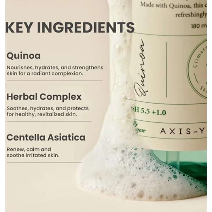 AXIS-Y 6+1+1 Advanced Formula Quinoa One-Step Balanced Gel Cleanser, Gesichtsreinigung für empfindliche Haut, 180 ml, feuchtigkeitsspendend und beruhigend – Bild 3