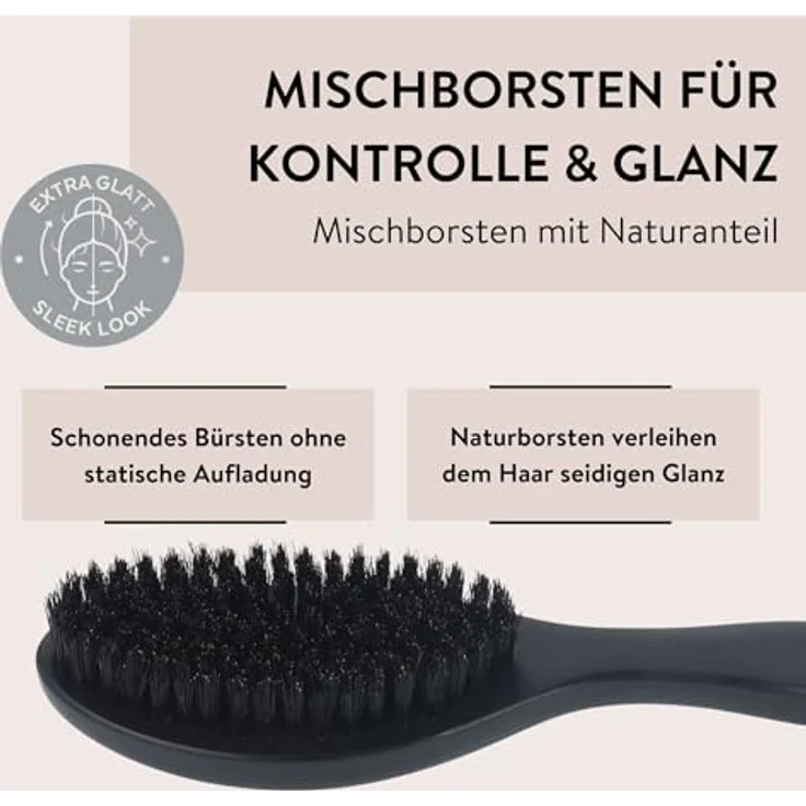 PARSA Beauty Sleek Brush Breit, Haarbürste mit Mischborsten aus FSC-zertifiziertem Birkenholz für extra glatten Sleek-Look – Bild 4