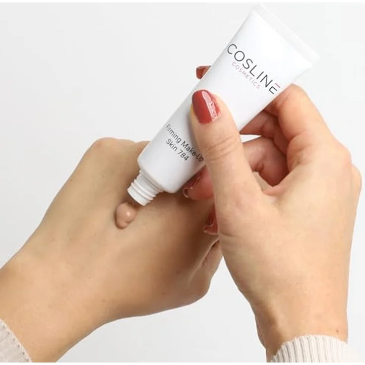 COSLINE Firming Make Up, Hautton anpassend, natürliches Finish für reife Haut, kaschiert Fältchen und Rötungen, 30ml, Made in Germany – Bild 5