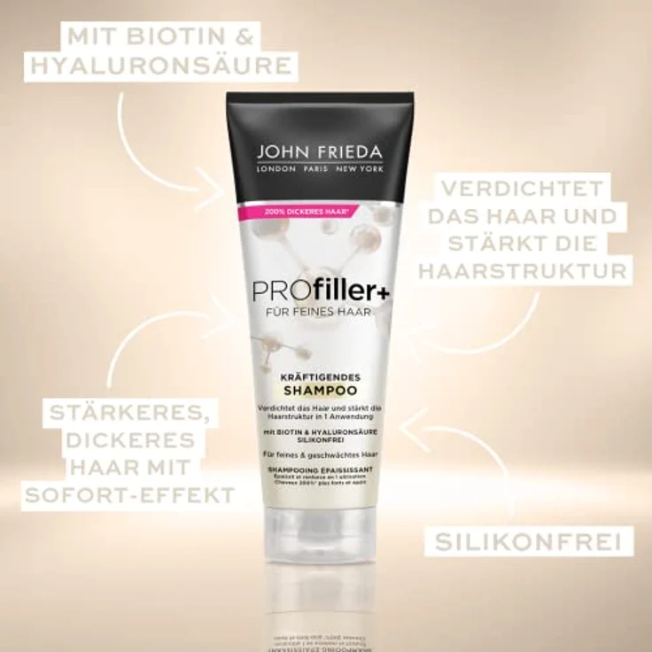 John Frieda Profiller+ Shampoo - Inhalt: 250 ml - Haartyp: fein, geschwächt - Stärkt die Haarstruktur in einer Anwendung - Silikonfrei – Bild 5