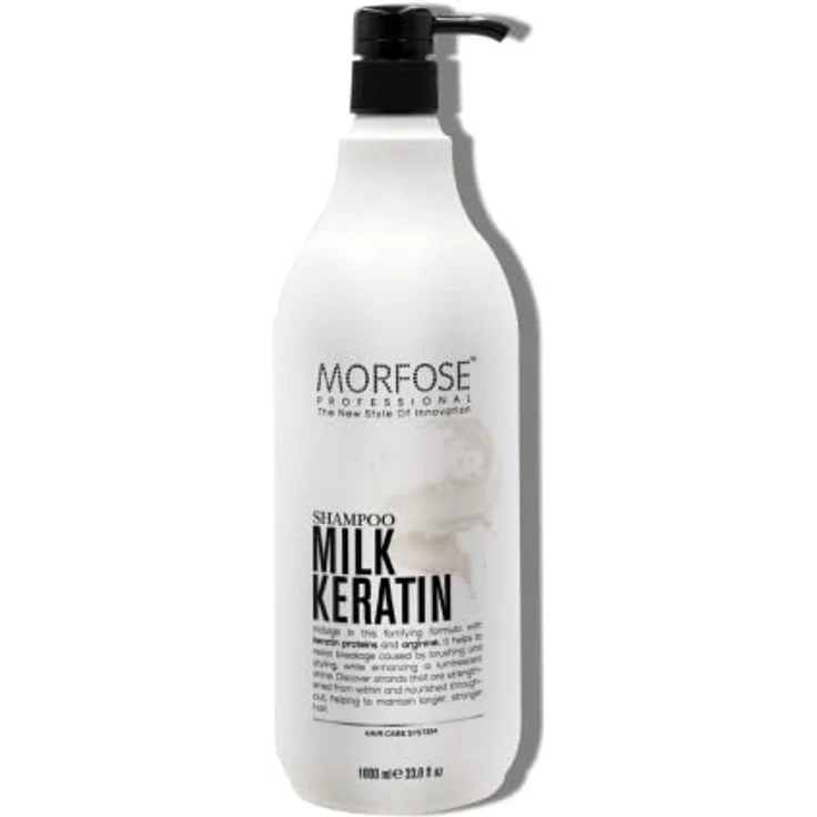 Morfose Milk Keratin Hair Shampoo 1000ml, mit Milch-, Keratin- und Argininproteinen, nährend, feuchtigkeitsspendend, reparierend – Bild 1