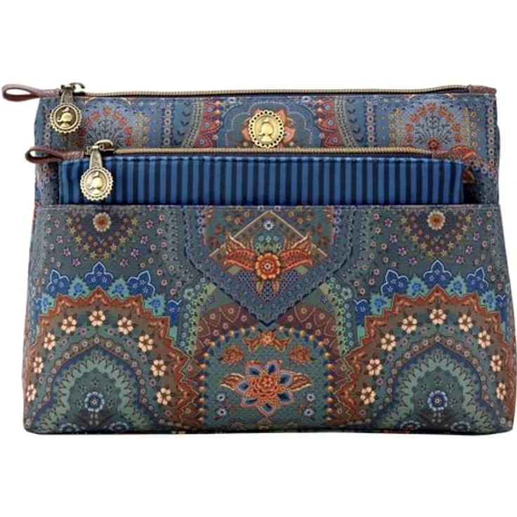 Pip Studio Caryn Kosmetiktasche Combi Jabali, elegante blaue Beauty Case mit Satin-PVC-Mix, 26 cm – Bild 2