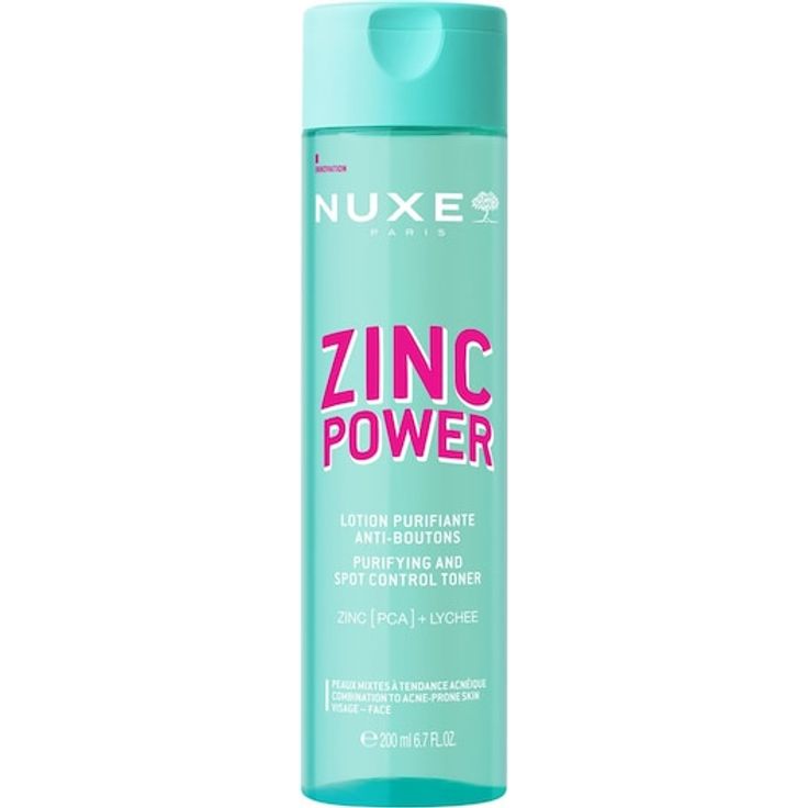 Nuxe Zinc Power Purifying & Spot Control Lotion, Gesichtscreme für Mischhaut und zu Akne neigende Haut, 200 ml