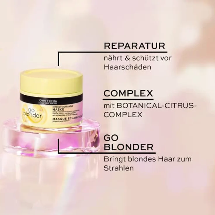 John Frieda Go Blonder Maske - Inhalt: 250 ml - Intensiv-Reparatur Haarkur - Haartyp: Blond, blondiert - Schützt vor Haarschäden – Bild 4