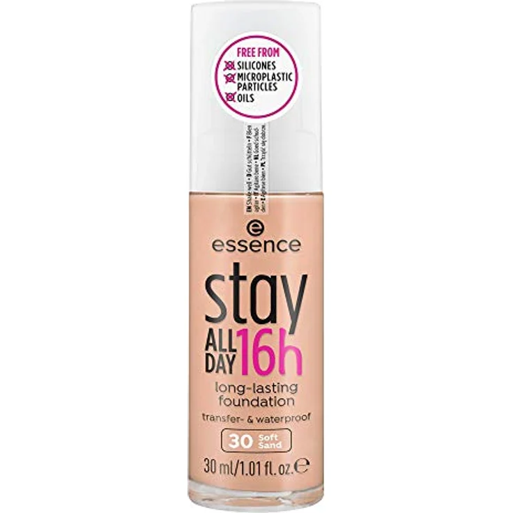 essence stay ALL DAY 16h long-lasting Foundation, Make Up, wischfest, wasserfest, Nr. 30 Soft Sand, nude, für Mischhaut, langanhaltend, mattierend, matt, vegan, ölfrei, wasserfest (30ml) – Bild 2