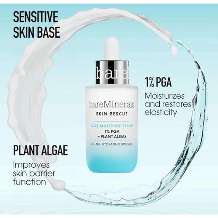 bareMinerals SKIN RESCUE Pure Moisture Serum, Gesichtsserum mit 24 Stunden Feuchtigkeitsspender, 30 ml Silber – Bild 4