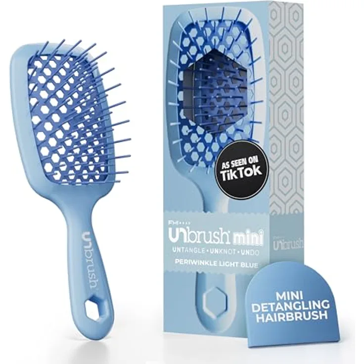 UNbrush Detangling Hair Brush Mini, Pastel Periwinkle, No Tangle Bürste für sanftes Entwirren unterwegs