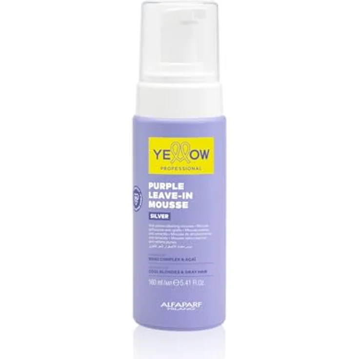 AlfaParf Milano Gelb Silber Lila Leave-In Mousse, 160 ml, Haarschaum zur intensiven Feuchtigkeitspflege für glänzendes und regeneriertes Haar – Bild 1