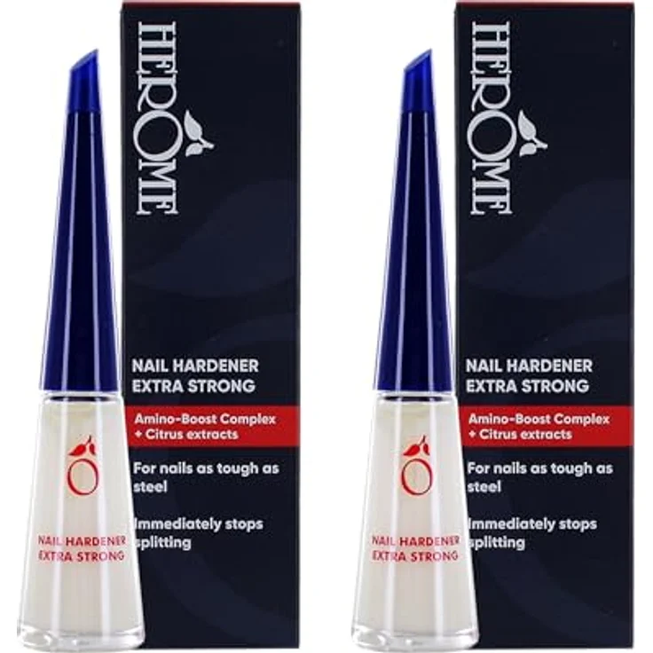 Herome 2-Pack Nagelhärter Extra Stark, 2 x 10ml Nagelverstärker für feste Nägel, Ergebnisse sichtbar nach 8 Tagen, frei von Harzen und Toluol – Bild 1