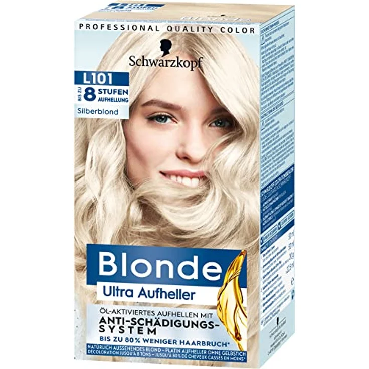 Blonde Aufheller L101 Silberblond (165 ml), Haarfärbemittel für Öl-aktiviertes Haare Aufhellen mit Anti-Schädigungs-System, für bis zu 8 Stufen ohne Gelbstich – Bild 1