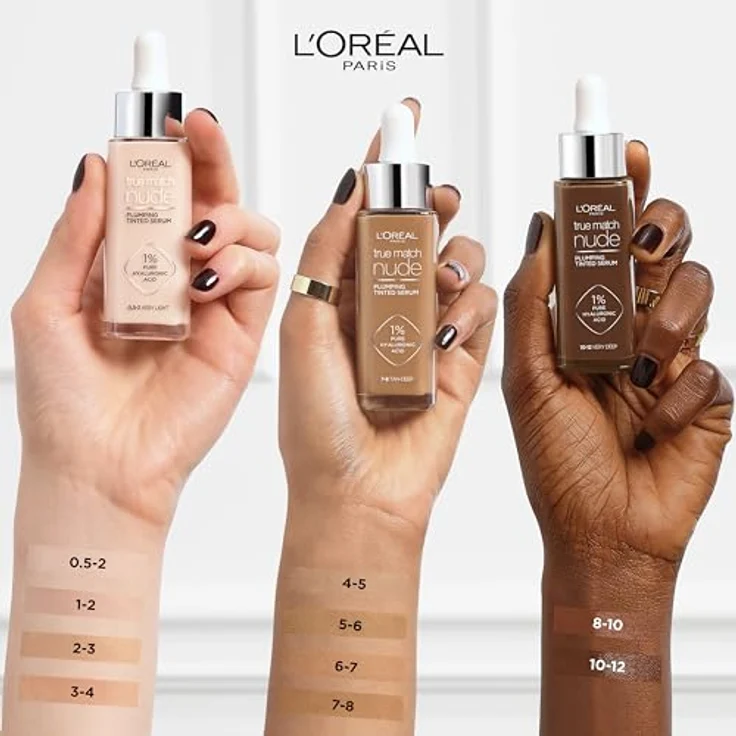 L'Oréal Paris True Match Nude Getönt Volumengebendes Serum Foundation mit Hyaluronsäure - 1-2 Rosy Light - 30ml - Vegan – Bild 5