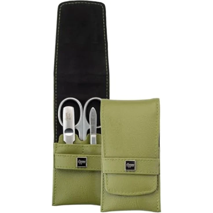 nippes Solingen Maniküre Set Verde, 3-tlg., veganes Eukalyptus-Leder-Etui mit rostfreien Edelstahl-Instrumenten – Bild 1