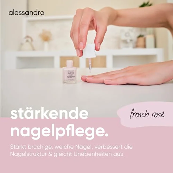 Alessandro Express Nail Hardener, Nagelhärter für Damen, 10 ml, stabilisierende Formel mit Eisen und Calcium, transparente Variante – Bild 2