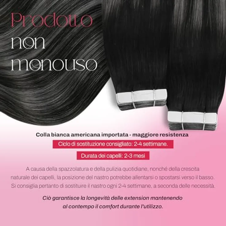 Moresoo Tape in Extensions, Schwarz Ombre Silber, 100% Remy Echthaar, 20 Stück, 50 Gramm, 55 cm, unsichtbar Skin Weft, Haarverlängerung – Bild 3