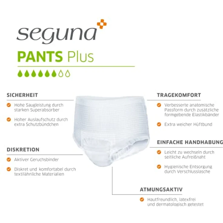 Seguna SEGUNA Pants Plus, Inkontinenz Pants, Windelhosen für Erwachsene, Frauen, Männer, Inkontinenzhosen bei Blasenschwäche (XL, 20 Stück, mittlere Saugleistung 1.720 ml) – Bild 5