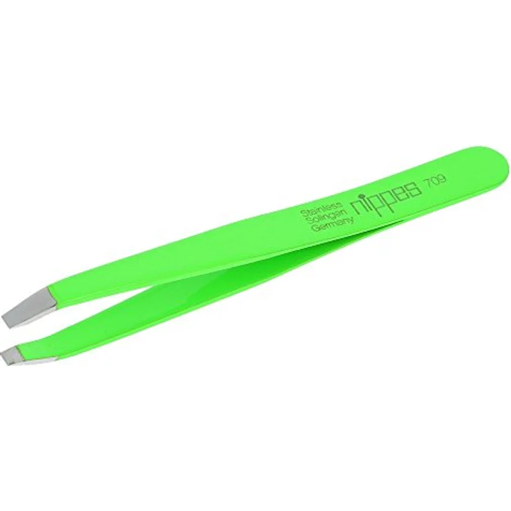 nippes Solingen 709 Pinzette mit abgewinkelter Spitze | Edelstahl Rostfrei | Grün | 9,5 cm Länge | Pinzette Augenbrauen Zupfen | Zur präzisen Haarentfernung | Made in Germany – Bild 1