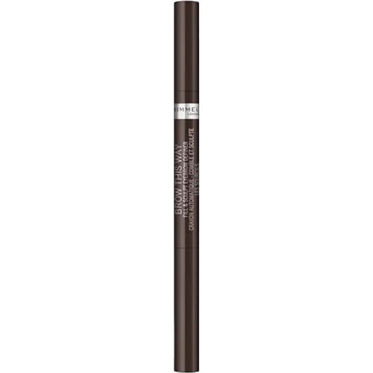 Rimmel Brow This Way Augenbrauenstift, 2 in 1 mit Bürste, Farbton 003 Dark Brown, 0,25 g, vegan mit Langzeiteffekt