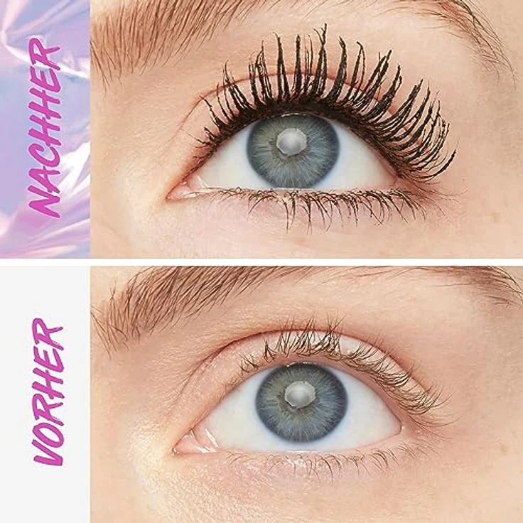 Maybelline New York Mascara mit Falsche Wimpern Effekt, Mit Hybrid Faser Techologie und verlängernder Helix Bürste, The Falsies Surreal Mascara, Schwarz, wasserfest, 10 ml – Bild 5