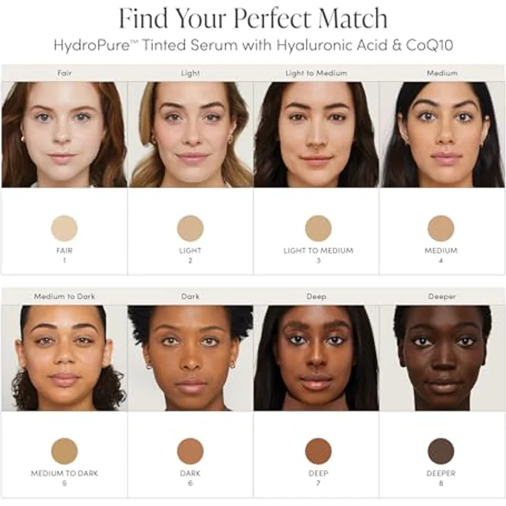 Jane Iredale HydroPure Tinted Serum 3, feuchtigkeitsspendende Serum-Foundation mit 2% Hyaluronsäure, Light to Medium – Bild 4