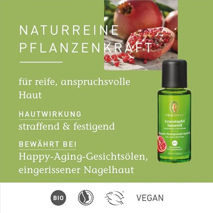 Primavera Bodylotion Granatapfelsamenöl, straffend und festigend für reife Haut, 30 ml – Bild 2