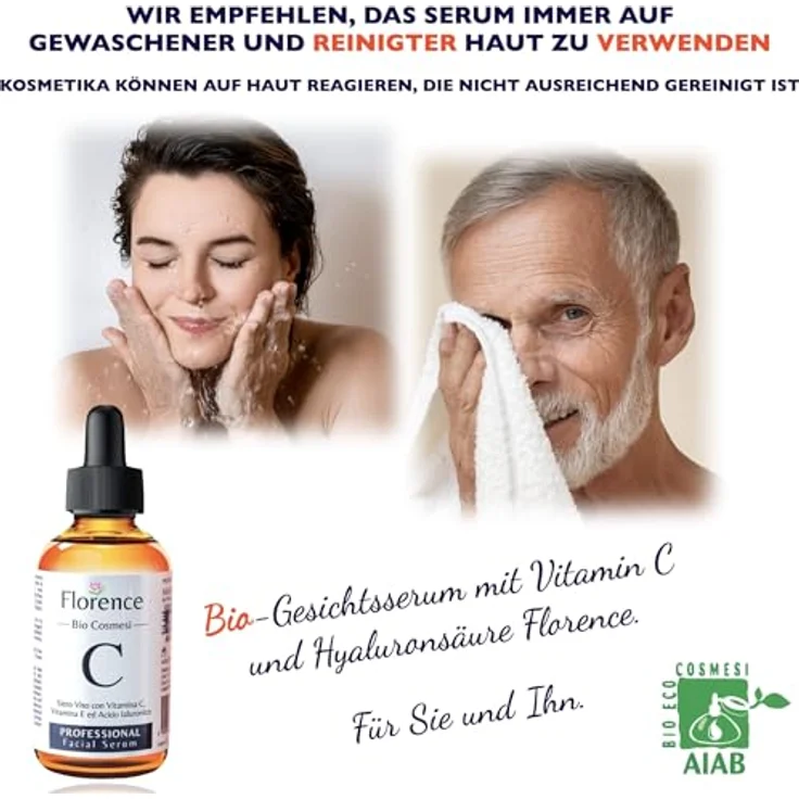 Florence BIO Hyaluron Serum mit Vitamin C/E hochkonzentriert für den Dermaroller geeignet mit organischen Anti-Aging Inhaltsstoffen – Bild 5